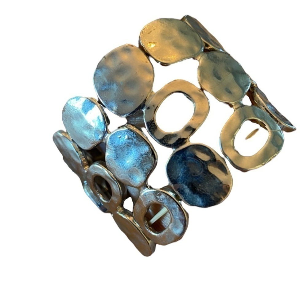 Silver Hammer effect Stretch Bracelet (great for Wedding)